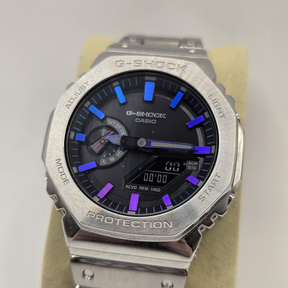 Casio G-Shock Silver with Blue/Purple Highlights, Casioak.
